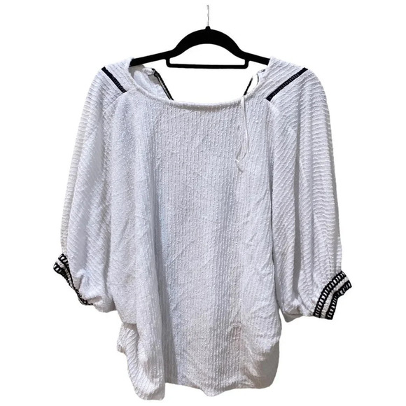 ZARA White Boho Blouse Cords Tassels Cotton Size Medium - Picture 3 of 9